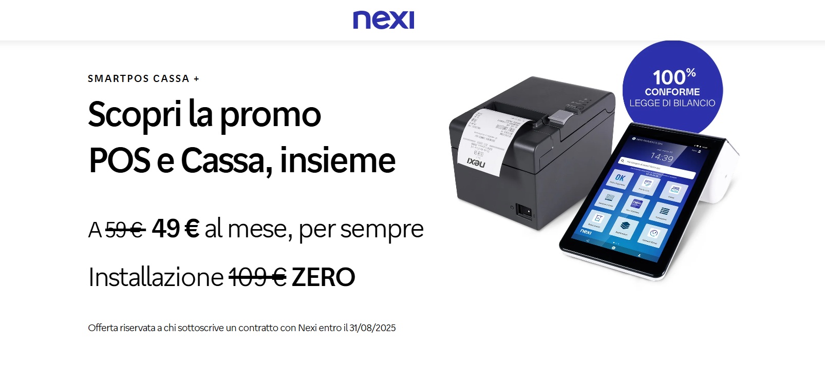 Nexi SmartPOS Cassa +: promo agosto 2025, costi e funzionalità