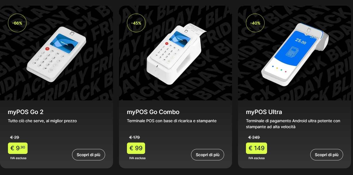 myPOS Black Friday 2025: sconti fino al 45% su tutti i dispositivi