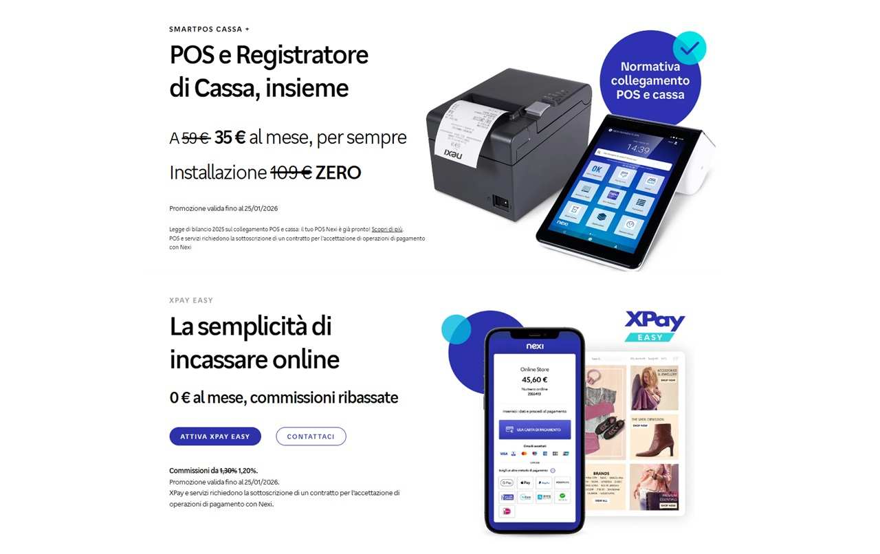 Promo Nexi fino al 25 gennaio 2026: SmartPOS Cassa+ e XPay Easy