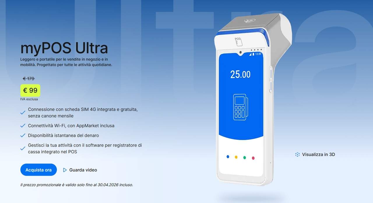 myPOS Ultra a 99 euro invece di 170 euro