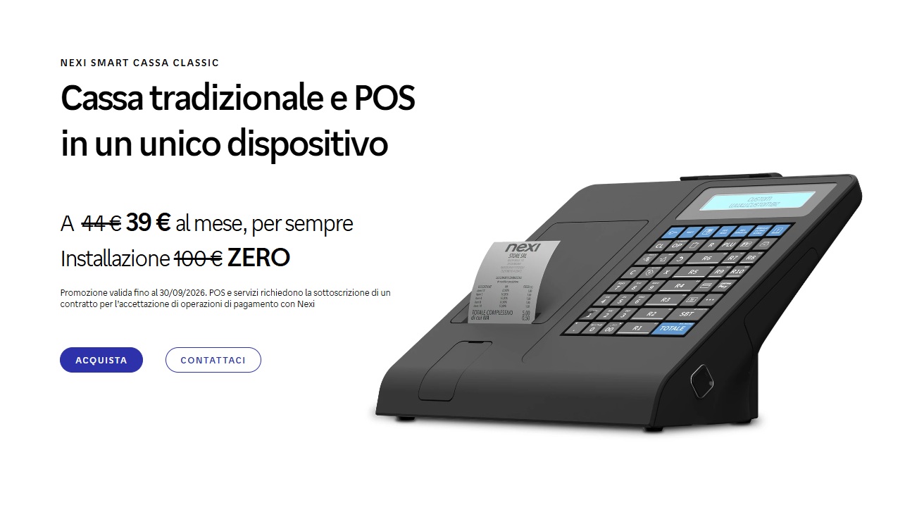 Smart Cassa Classic a 39 € al mese e installazione gratis