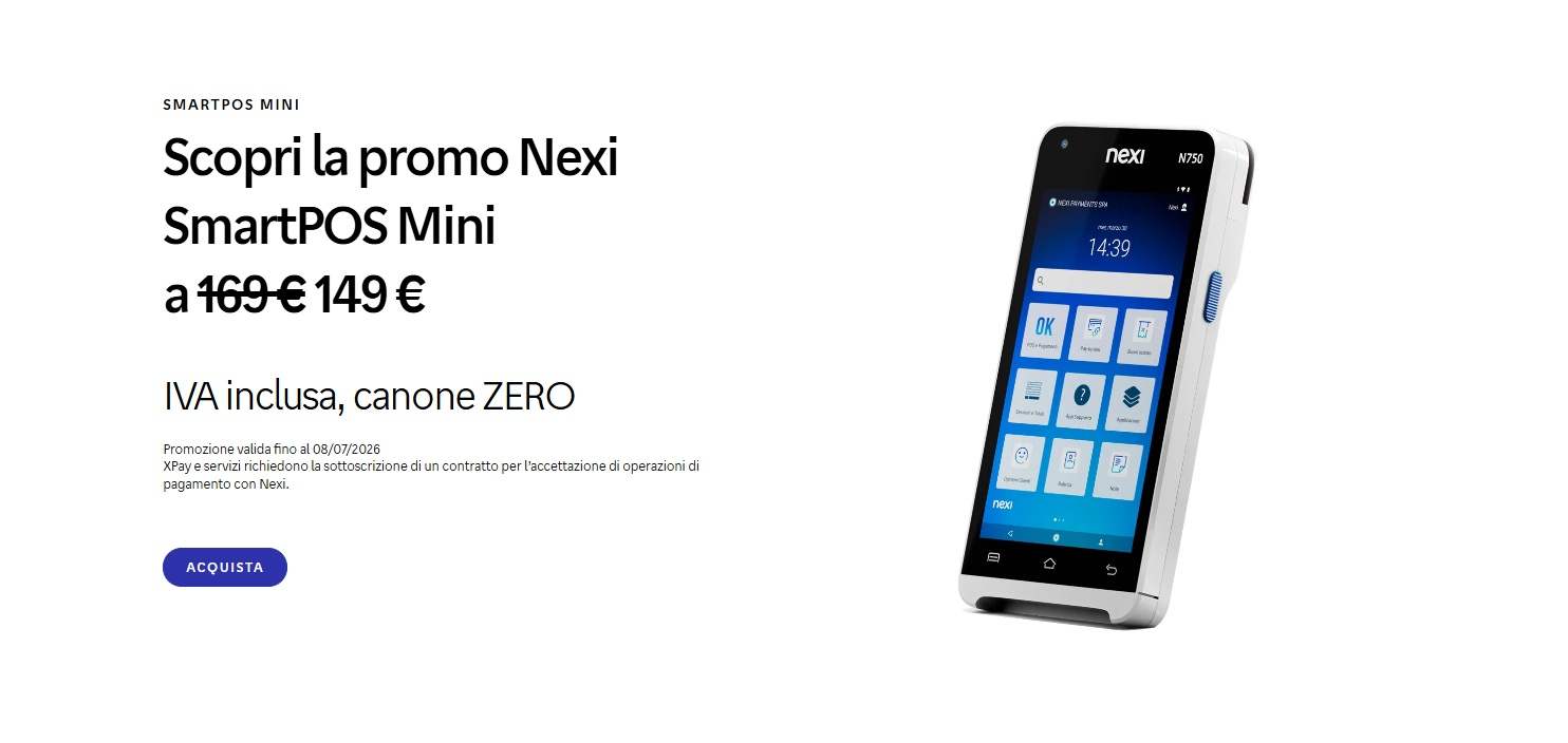 SmartPOS Mini in offerta a 149 euro fino all'8 luglio 2026