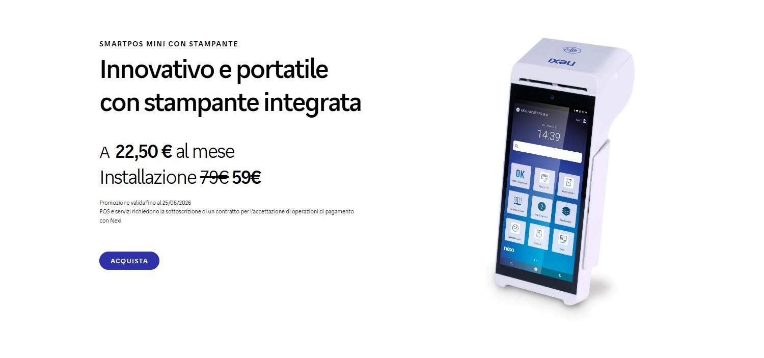 SmartPOS Mini: sconto attivazione -25% fino al 25 agosto